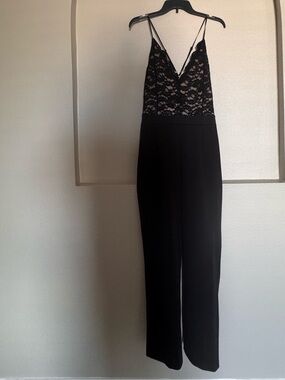 Express Black Lace Bodice Wide-Leg Jumpsuit